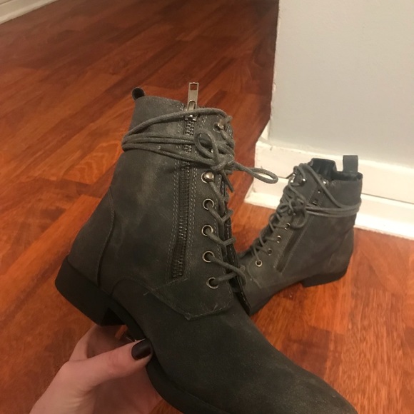 JustFab Gray Combat Booties - Picture 2 of 4